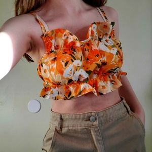 Summer floral crop top big frill